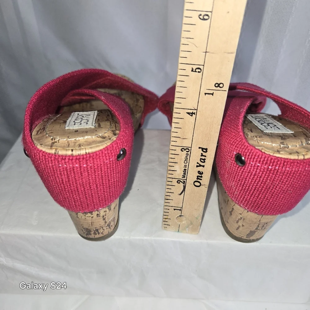 Esprit Women's Cork Wedge Sandals, Size 7.5 M Raspberry Pink - Picture 3 of 15